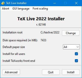 Basic installer screen (Windows)